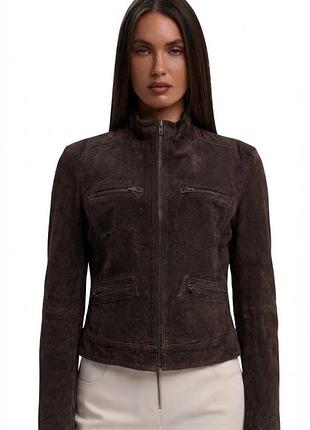 Коричнева шкіряна куртка leather tex