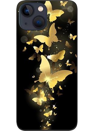 Силиконовый чехол epik для iphone 13 mini с картинкой золотые бабочки