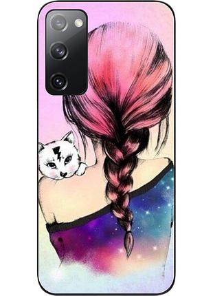 Силіконовий чохол epik для samsung galaxy s20 fe з картинкою дівчина з кошеням