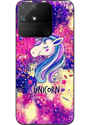 Чехол силиконовый epik для realme narzo 50a с картинкой красивый единорог