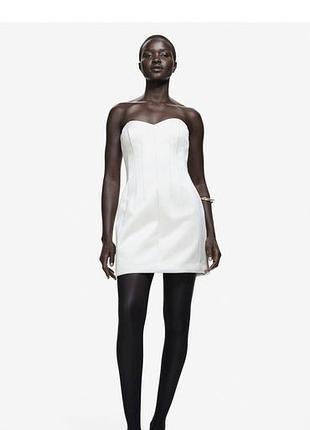 Біла сукня бандо твілова міні h&m коротка вечірня корсетна сукня нм ххс євр 32