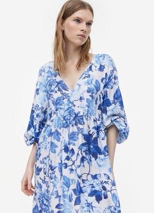 Платье туника летнее пляжное женское цветочное принт от h&amp;m