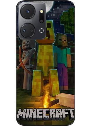 Силиконовый чехол epik для honor x7a с картинкой майнкрафт крипер и друзья