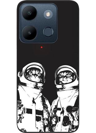 Силиконовый чехол бампер epik для infinix smart 7 с картинкой космонавты коты