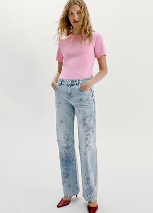 Джинси жіночі з квітками zara nw