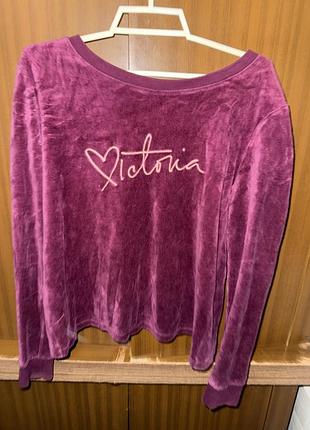 Кофта домашня велюрова victoria’s secret жіноча бордова розмір xs-s,