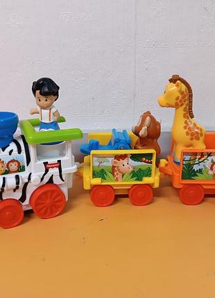 Музичний потяг fisher-price little people musical zoo train з фігурками тварин та провідника.