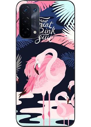 Бампер силиконовый чехол epik для oppo a54 5g с картинкой фламинго