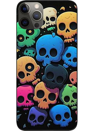 Силиконовый чехол бампер epik для iphone 12 pro с картинкой цветные черепушки