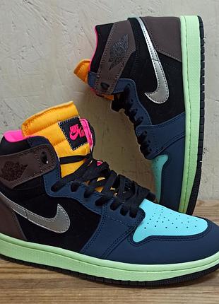 Nike jordan кроссовки мужские высокие модные брендовые разноцветные яркие кожаные демисезон