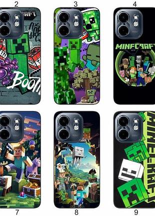 Силиконовый чехол с принтом minecraft майнкрафт для infinix smart 9 4g защита в игровом стиле