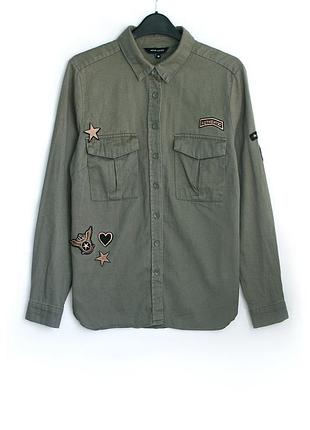 Шикарная хлопковая рубашка в стиле милитари new look