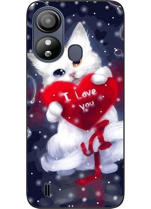 Силиконовый чехол epik для zte blade l220 с картинкой котик с сердцем