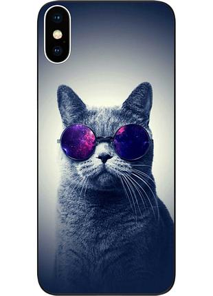 Силиконовый чехол epik для iphone xs с картинкой серый кот