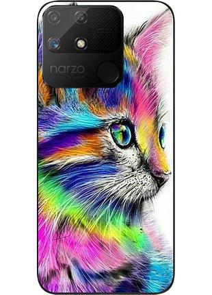 Силіконовий чохол epik для realme narzo 50a з картинкою різнобарвний котик