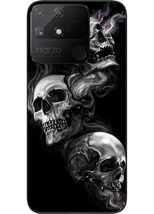 Бампер силиконовый чехол epik для realme narzo 50a с картинкой три черепа