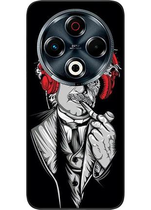 Чехол силиконовый epik для tecno spark 30 4g (kl6) с картинкой эйнштейн в наушниках