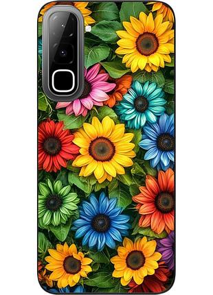 Силиконовый чехол бампер epik для infinix hot 70 (x6895) с картинкой радужные подсолнухи