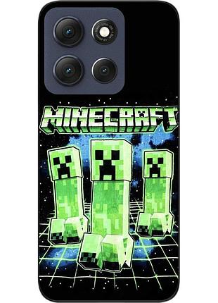 Чехол силиконовый epik для motorola g86 5g с принтом minecraft армия криперов