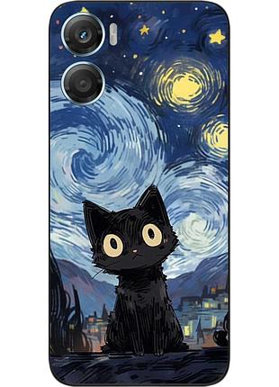 Чохол силіконовий epik для motorola g06 з зображенням чорний кіт під зірками