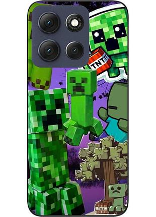 Чехол силиконовый epik для motorola g86 5g с принтом minecraft зеленая угроза