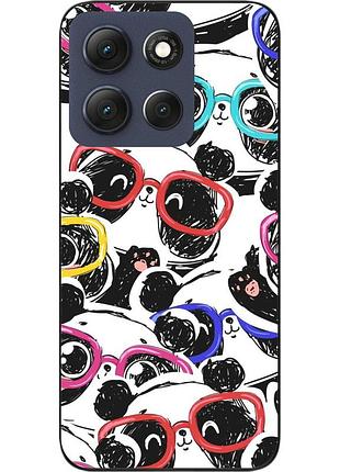Чехол силиконовый epik для motorola g86 5g с принтом панда в очках