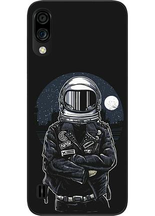 Силиконовый чехол бампер для zte blade а51 lite с картинкой космонавт и луна