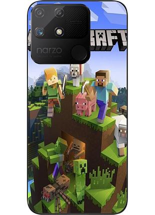 Силиконовый чехол epik для realme narzo 50a с картинкой майнкрафт герои