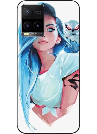 Силиконовый чехол epik для vivo y21 с картинкой девушка с совой
