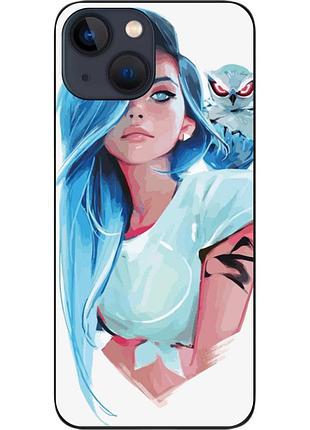 Силиконовый чехол epik для iphone 13 mini с картинкой девушка с совой