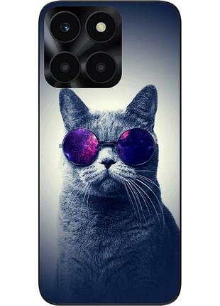 Силиконовый чехол epik для honor x6a с картинкой серый кот