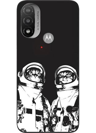 Силиконовый чехол бампер epik для motorola moto e20 с картинкой космонавты коты