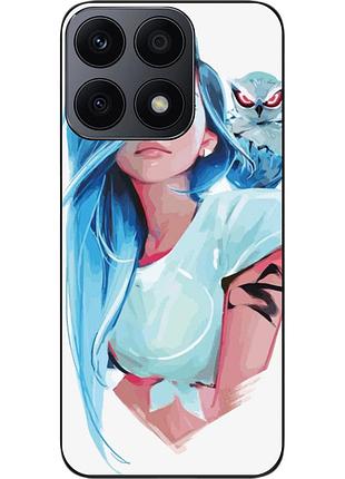 Силиконовый чехол epik для honor x8a с картинкой девушка с совой