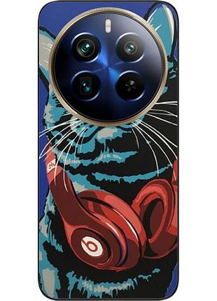 Силиконовый чехол epik для realme 12 pro plus с картинкой кот с наушниками