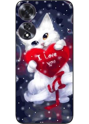 Силиконовый чехол epik для oppo a60 4g с картинкой котик с сердцем
