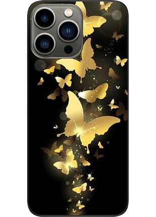 Силиконовый чехол epik для iphone 13 pro max с картинкой золотые бабочки