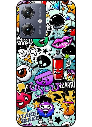 Силиконовый чехол epik для motorola g54 power с картинкой стикеры