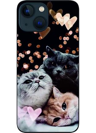 Силиконовый чехол бампер epik для iphone 13 с картинкой три кота