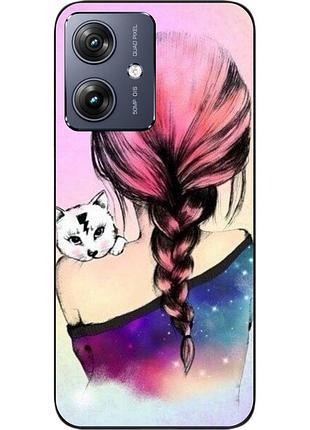 Силіконовий чохол epik для motorola g54 power з картинкою дівчина з кошеням