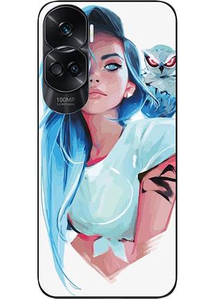 Силіконовий чохол epik для honor 90 lite з картинкою дівчина із совою