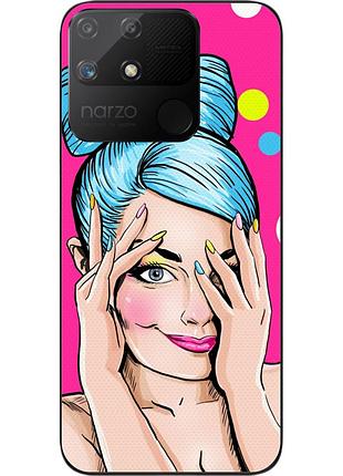 Силиконовый чехол epik для realme narzo 50a с картинкой девушка поп арт