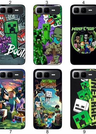 Силиконовый чехол с принтом minecraft майнкрафт для infinix smart 10 plus (x6725b) защита в игровом стиле