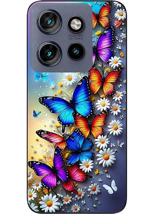 Чехол силиконовый epik для motorola edge 60 neo с принтом бабочки с ромашками