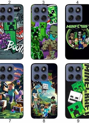 Силиконовый чехол с принтом minecraft майнкрафт для motorola edge 60 защита в игровом стиле