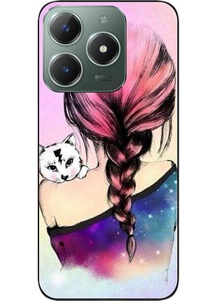 Силиконовый чехол epik для realme с61 4g с картинкой девушка с котенком