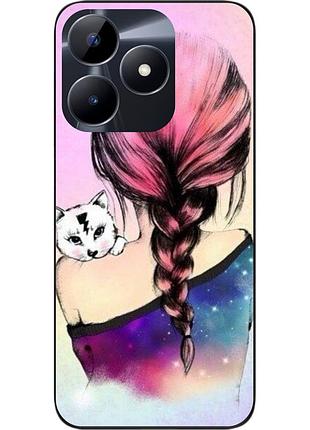 Силиконовый чехол epik для realme note 50 с картинкой девушка с котенком