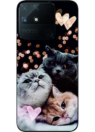 Силиконовый чехол бампер epik для realme narzo 50a с картинкой три кота