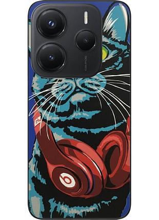 Силиконовый чехол epik для xiaomi redmi note 14 4g с картинкой кот с наушниками