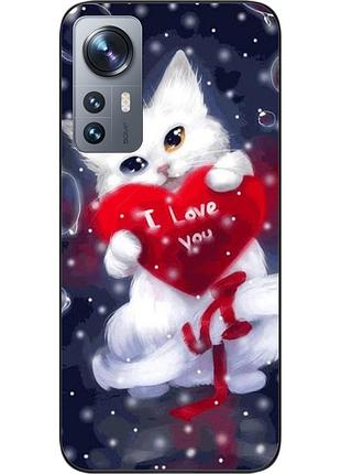 Силіконовий чохол epik для xiaomi 12 / 12x з картинкою котик із серцем
