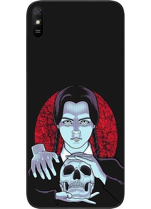 Силиконовый чехол epik для xiaomi redmi 9a с картинкой венсдей с черепом